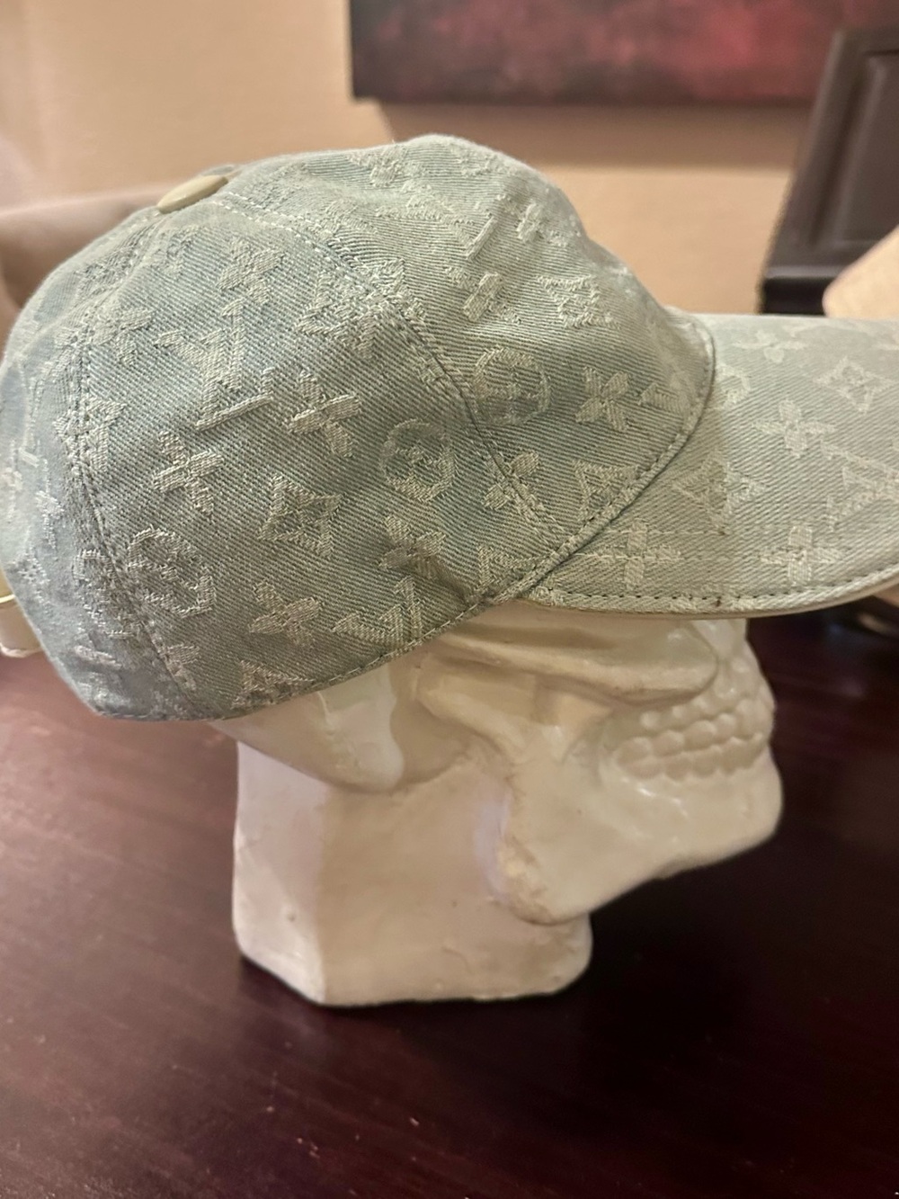 Designer Denim Monogram Cap - Picture 2 of 3